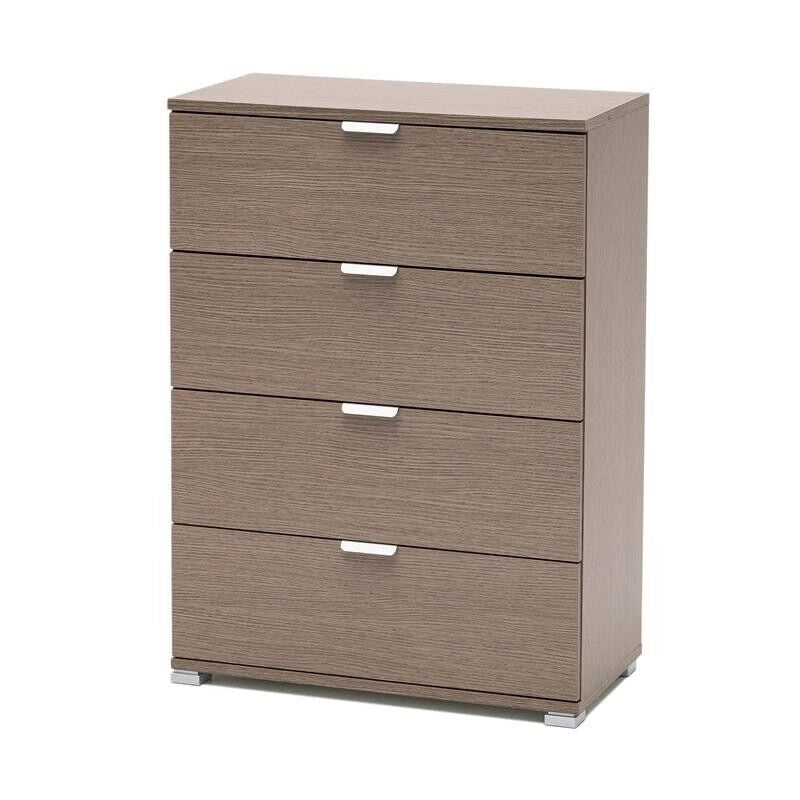 CASSETTIERA BASIC CON 4 CASSETTI IN LEGNO ROVERE GRIGIO 60 X 38 X H 85 CM
