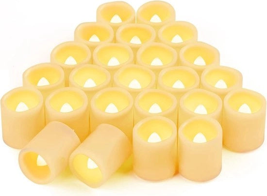 24 pezzi di luce a LED fissa in bianco - 38 x 46 cm - alimentati da batterie - candele elettriche a batterie senza fiamma - per matrimonio, festa, Halloween, decorazione natalizia