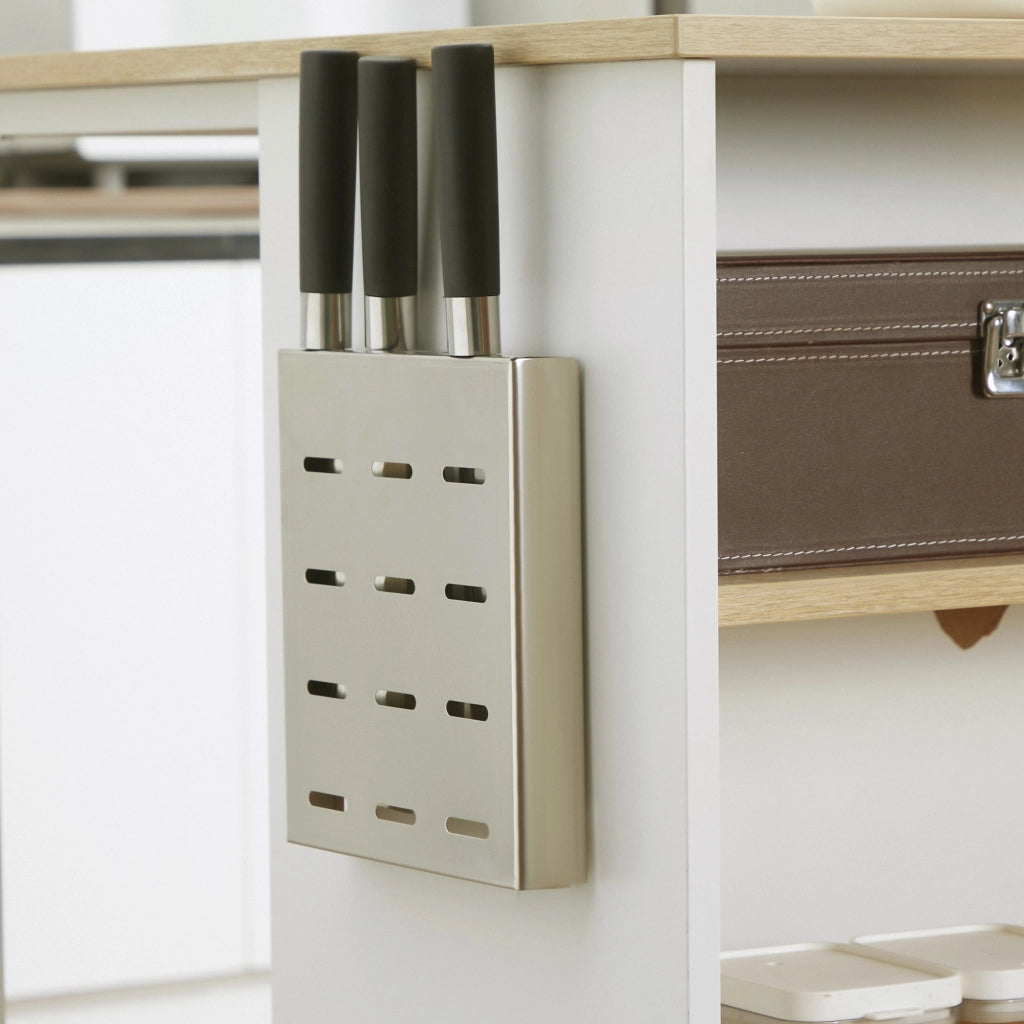 Mobile da cucina 3 ripiani ¨C zephmum ¨C bianco e naturale 105x65x90 cm