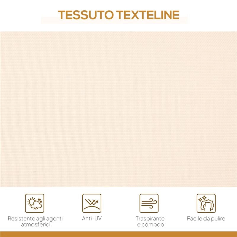 DONDOLO DA GIARDINO A 3 POSTI CON TETTUCCIO, SEDUTA TRASPIRANTE E TELAIO IN ACCIAIO, BEIGE