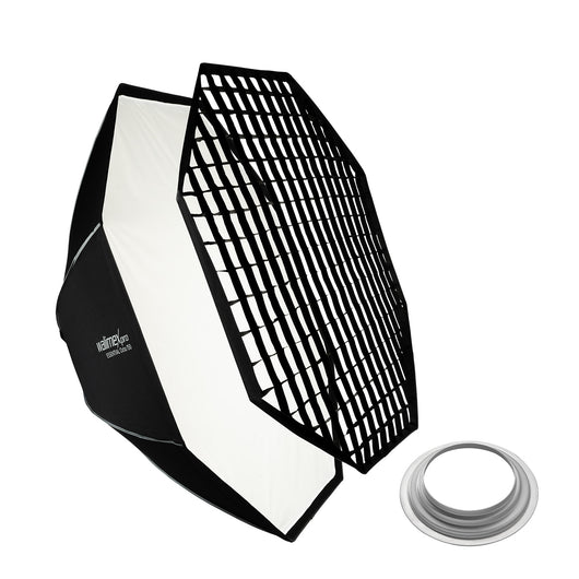 Essential Softbox Octagon 150cm + adattatore softbox per Hensel Expert, ruotabile a 360°, con griglia, adattatore Bowens e borsa per il trasporto, ideale per ritratti e scatti di bellezza