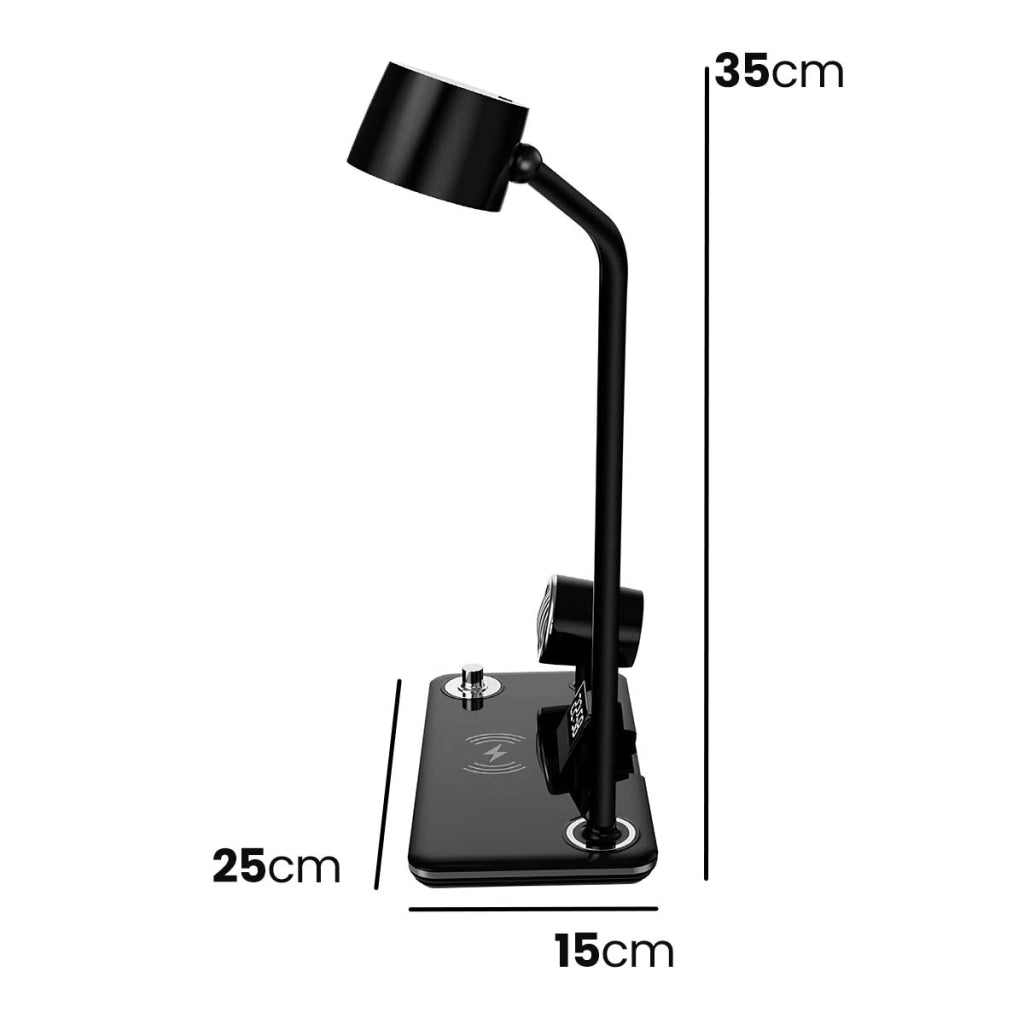 Lampada da tavolo LED 3 in 1 con altoparlante Bluetooth e stazione di ricarica Nero Avizar