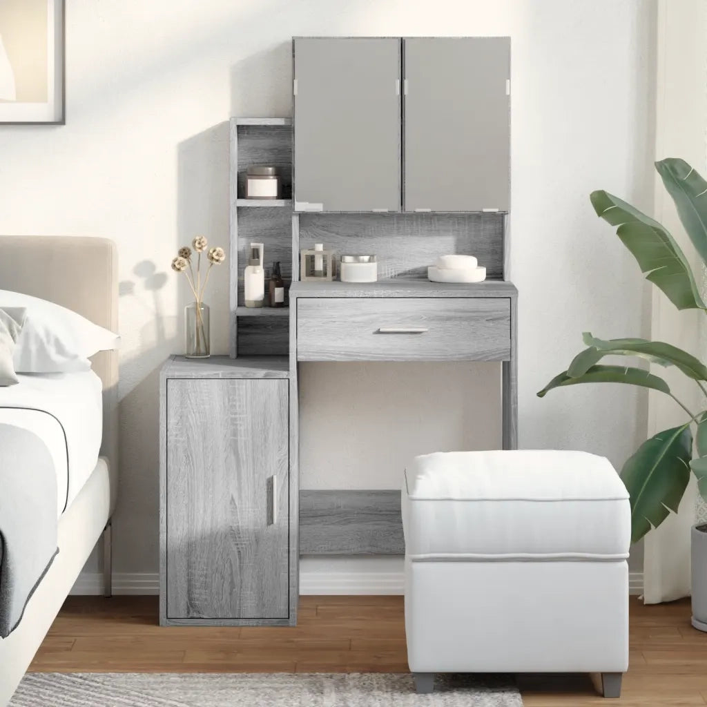 Toeletta con Armadietto Grigio Sonoma 80x35x132 cm 848239