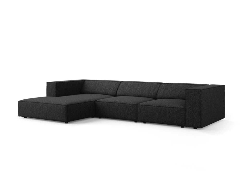 Cosmopolitan Design - Divano angolare sinistro "Arendal" 4 posti in ciniglia nero 