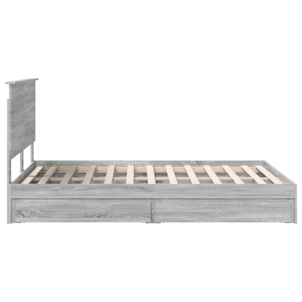 Letto con Contenitore con testiera Grigio Sonoma 150 x 200 cm