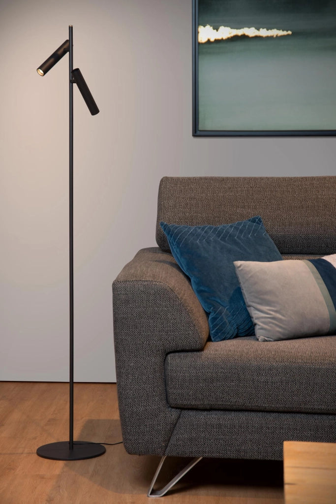 Lampada da terra LED 2 faretti nera PHILON Lucide