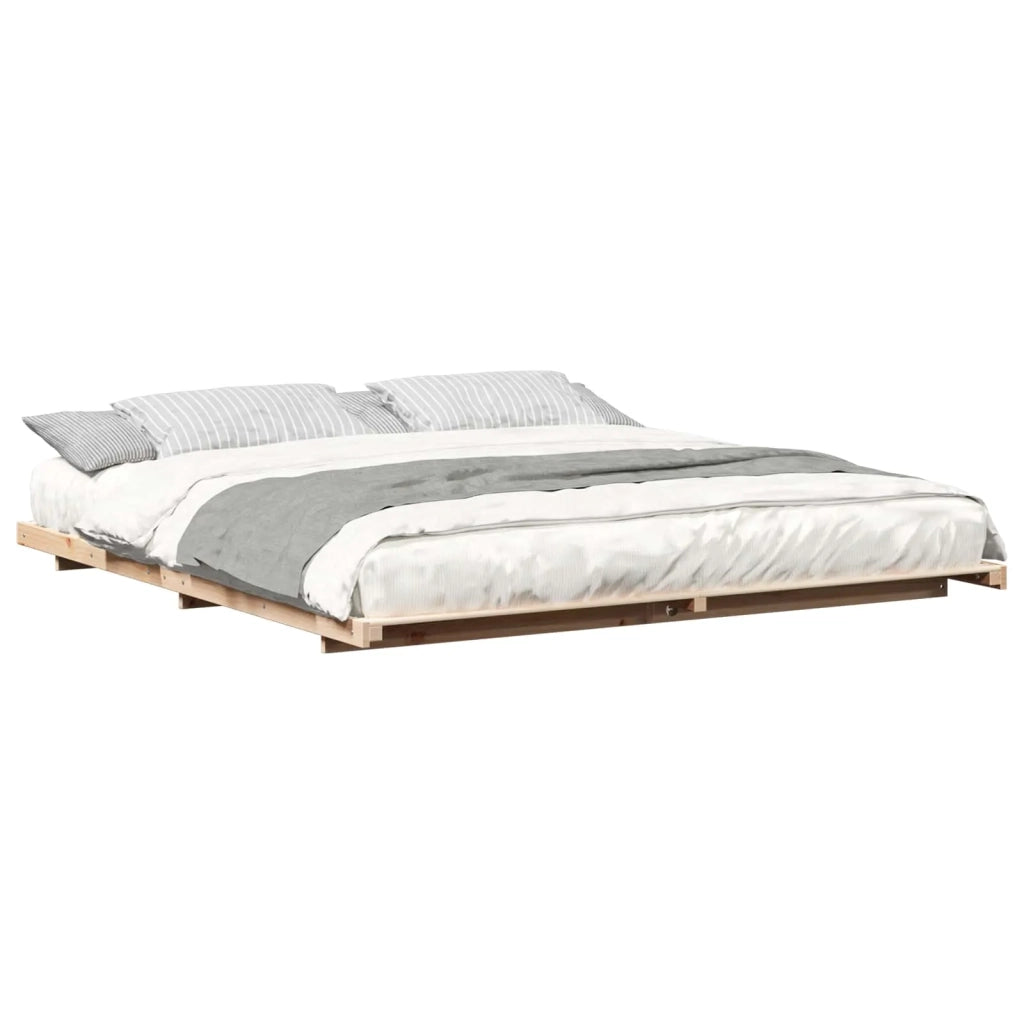 Struttura del letto Marrone 200 x 220 cm Pino massello 873139