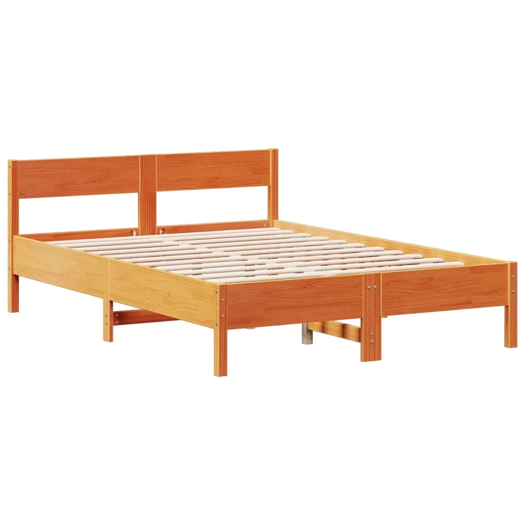 Letto Libreria senza Materasso Marrone Cera 135x190 cm in Pino 3323043