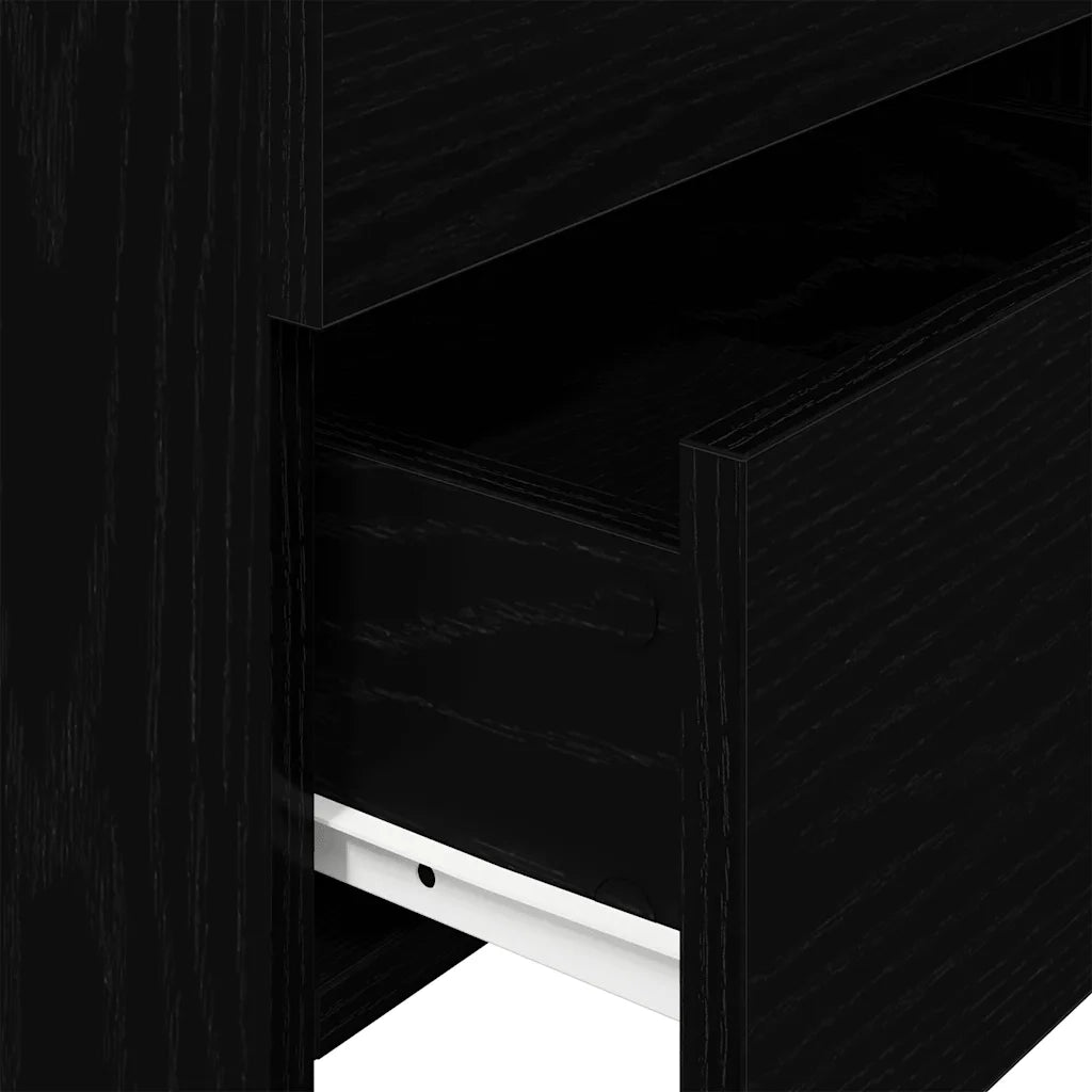 Comodino con 2 cassetti Nero 40x36,5x62 cm