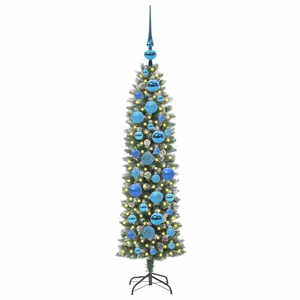 Albero di Natale Artificiale Sottile Verde e Bianco 120 cm 3395276