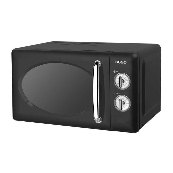 SOGO Forno a Microonde Retrò 20L 700W - Senza Grill, 5 Livelli di Potenza, Timer 30 Min, Funzione Scongelamento, Piatto Girevole 245mm
