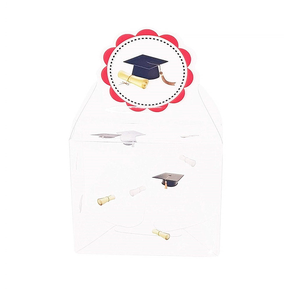 Trade Shop - Set 12pz Bomboniera Scatola Cappello Tesi Trasparente In Pvc Portaconfetti Laurea -