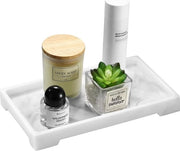 Organizzatore di Vanity rettangolare, in plastica, per tessuti, candele, sapone, asciugamani, pianta, Marmo Bianco, medio
