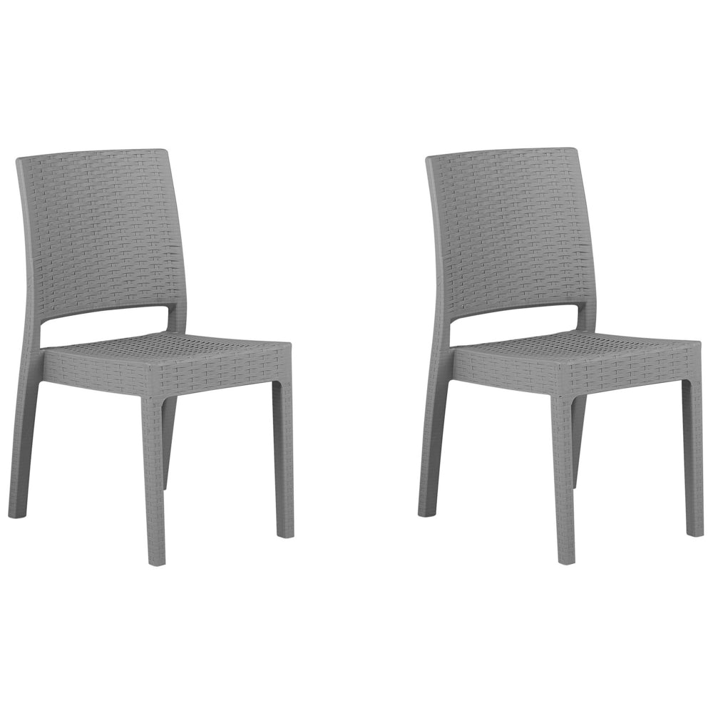 Set di 2 sedie da pranzo da giardino in materiale sintetico grigio chiaro impilabili per esterno minimalista
