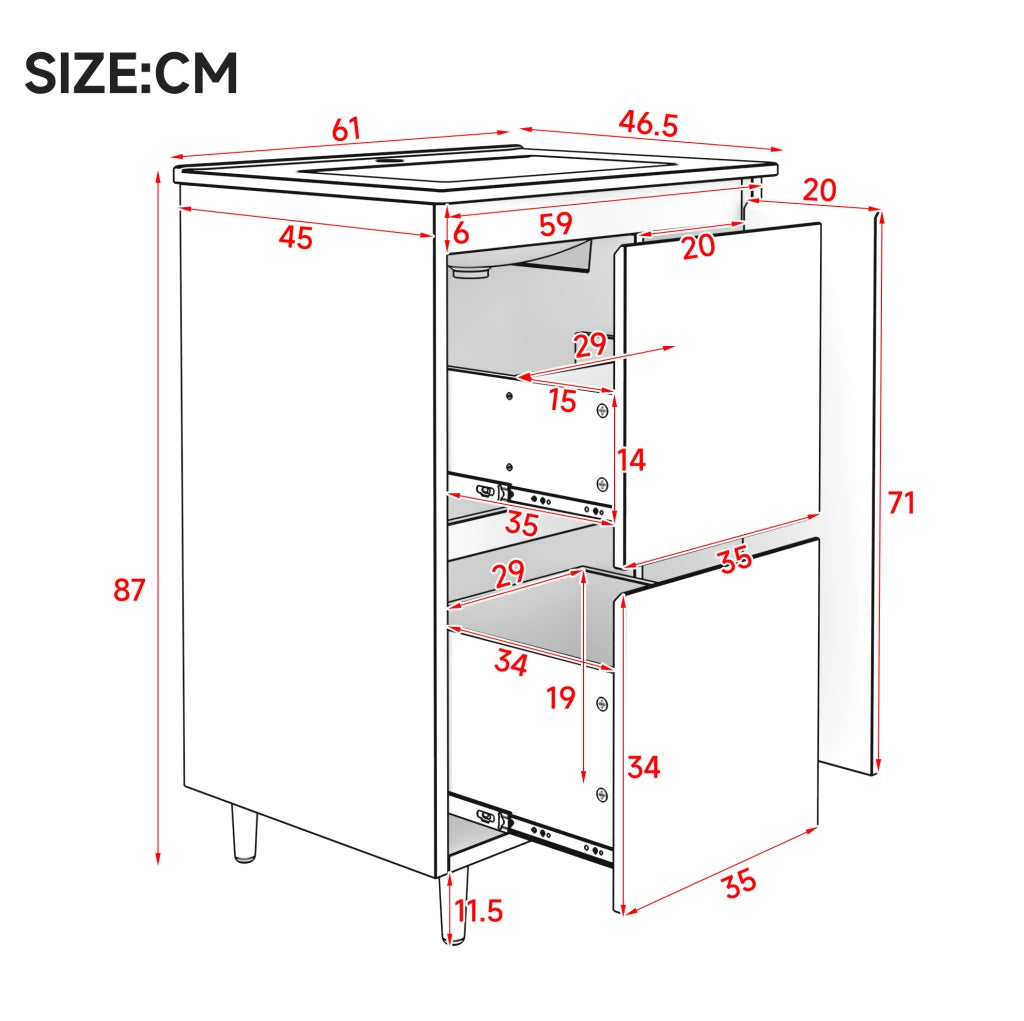 Mobile lavabo bagno freestanding blu con lavabo in ceramica, 2 cassetti e anta