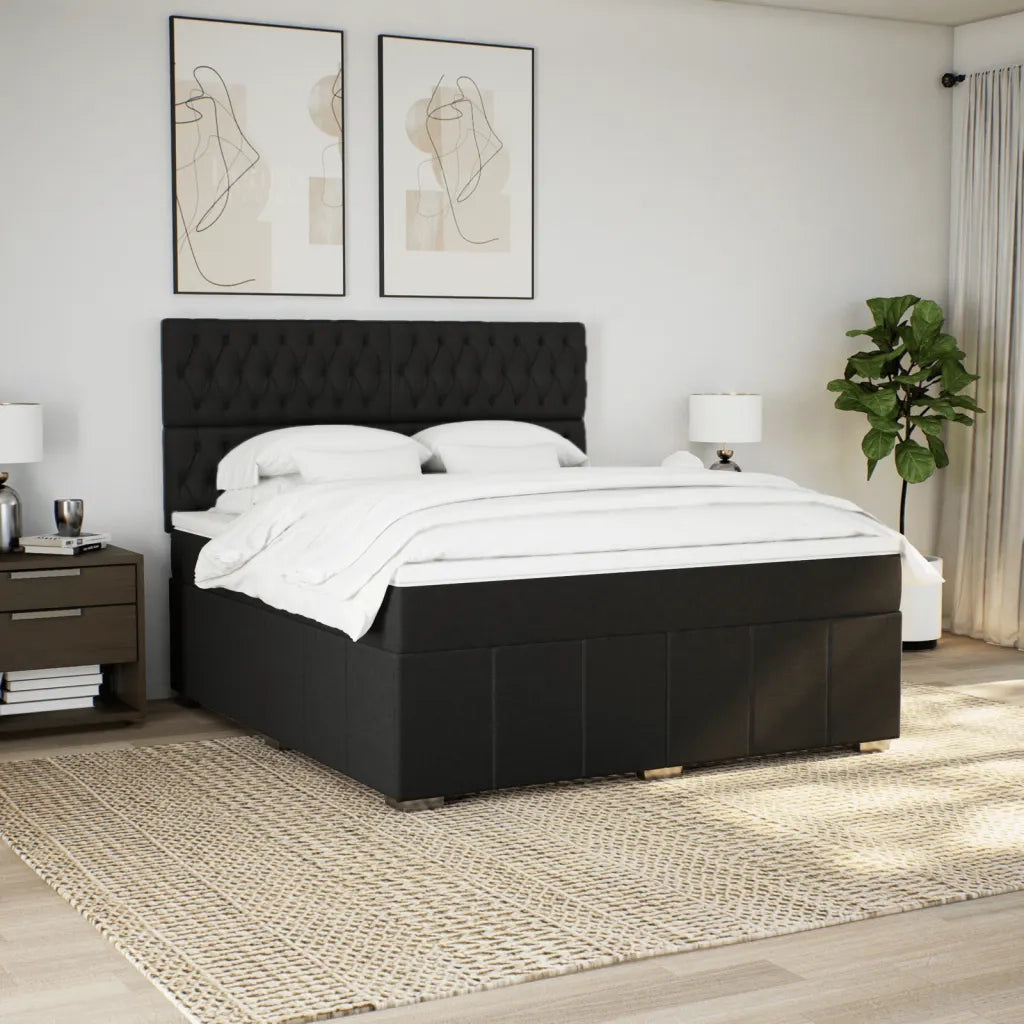 Giroletto a Molle con Materasso Nero 180x200 cm in Tessuto 3291756