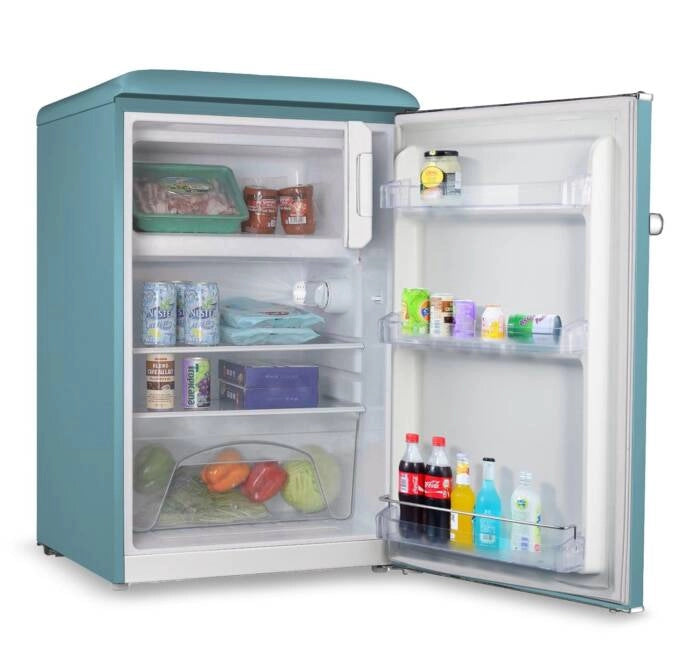 Frigorifero compatto con congelatore 110L, freezer 18L e controllo temperatura meccanico, stile retrò per cucina - Sogo