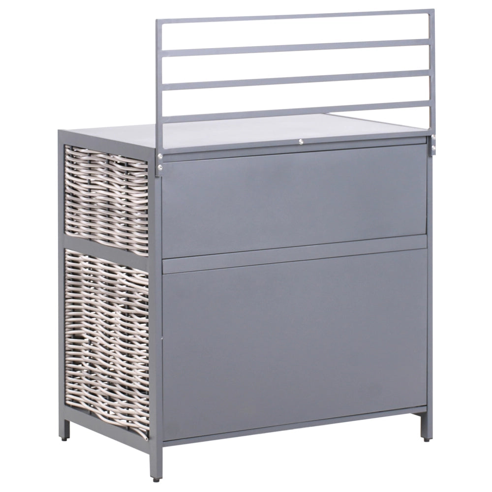 Set cucina da esterno 4 elementi in alluminio e PE Rattan con lavello grigio leva cucino da esterno