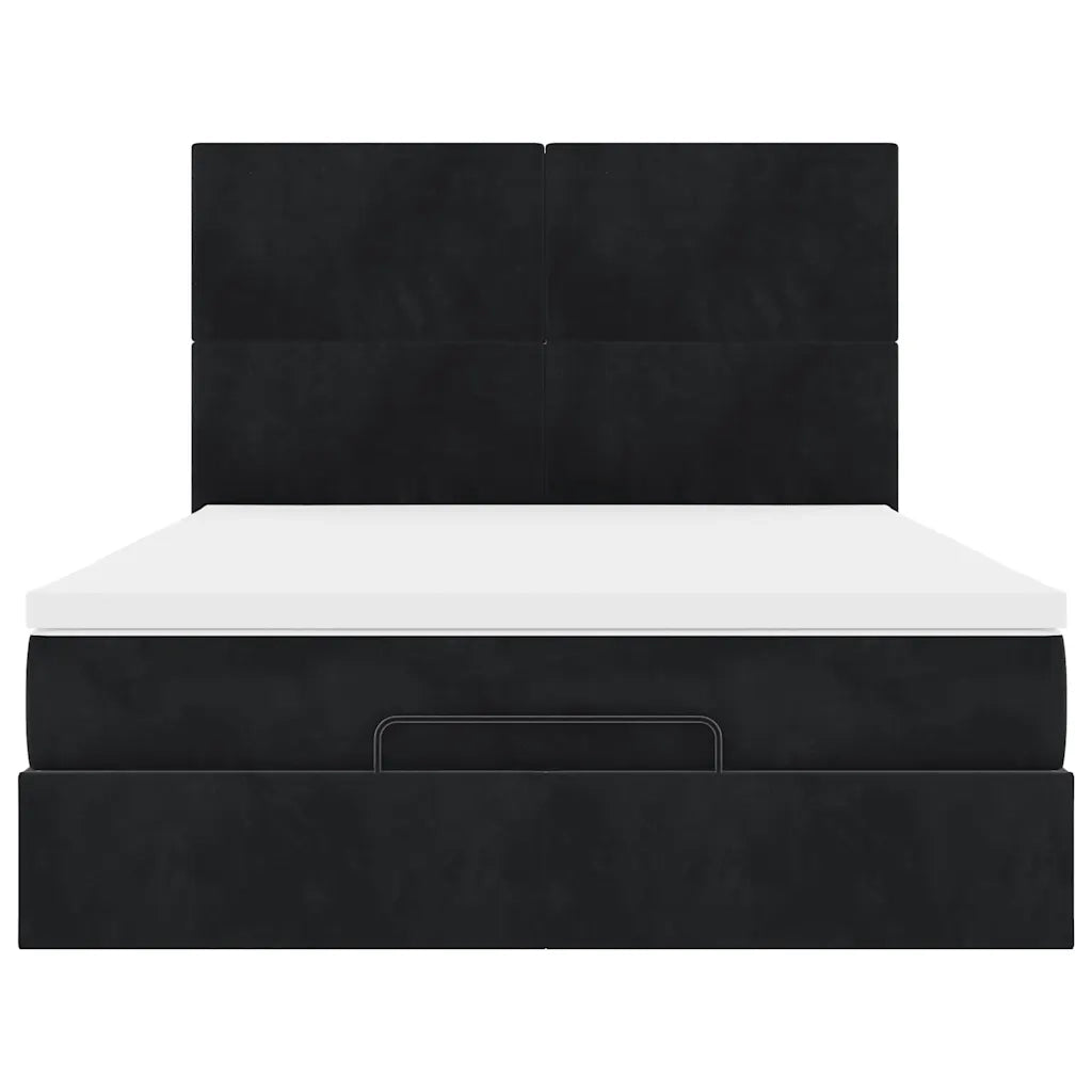 vidaXL Struttura Letto Pouf con Materassi Nero 140x200 cm in Velluto