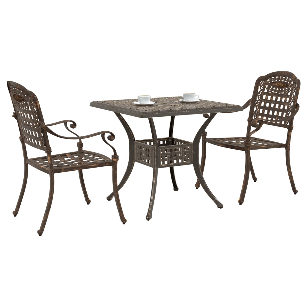 Set Bistro da Giardino 3 Pezzi in Alluminio Bronzeo