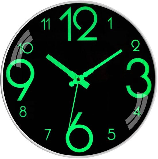 Orologio da Parete con Luce con Grandi Numeri Orologio da Muro con Clessidra Rondina senza Suono di Tacco Orologio da Parete a Batterie Silenzioso per Ambiente di Cucina Ambiente di Ufficio Camera da Letto 30 cm