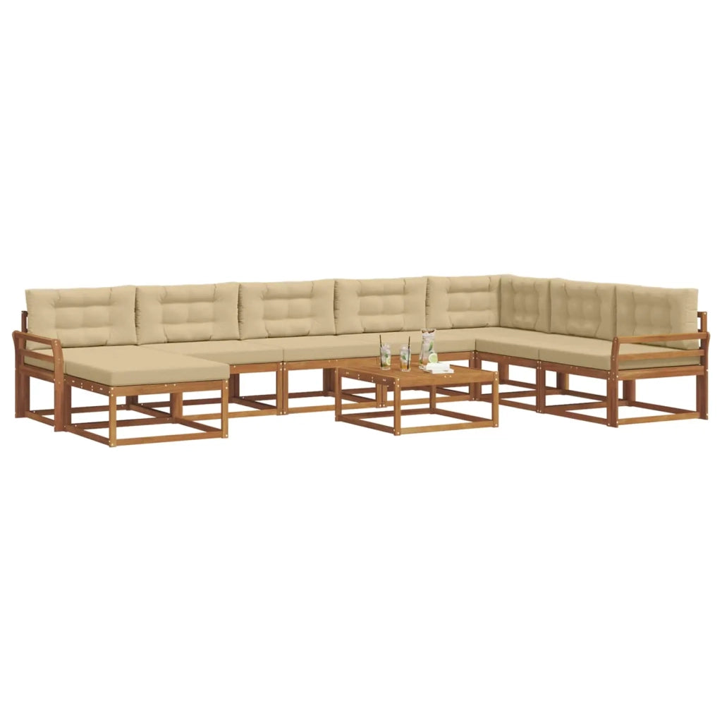 Set di divani da esterno con cuscino 9 pcs Naturale e Beige