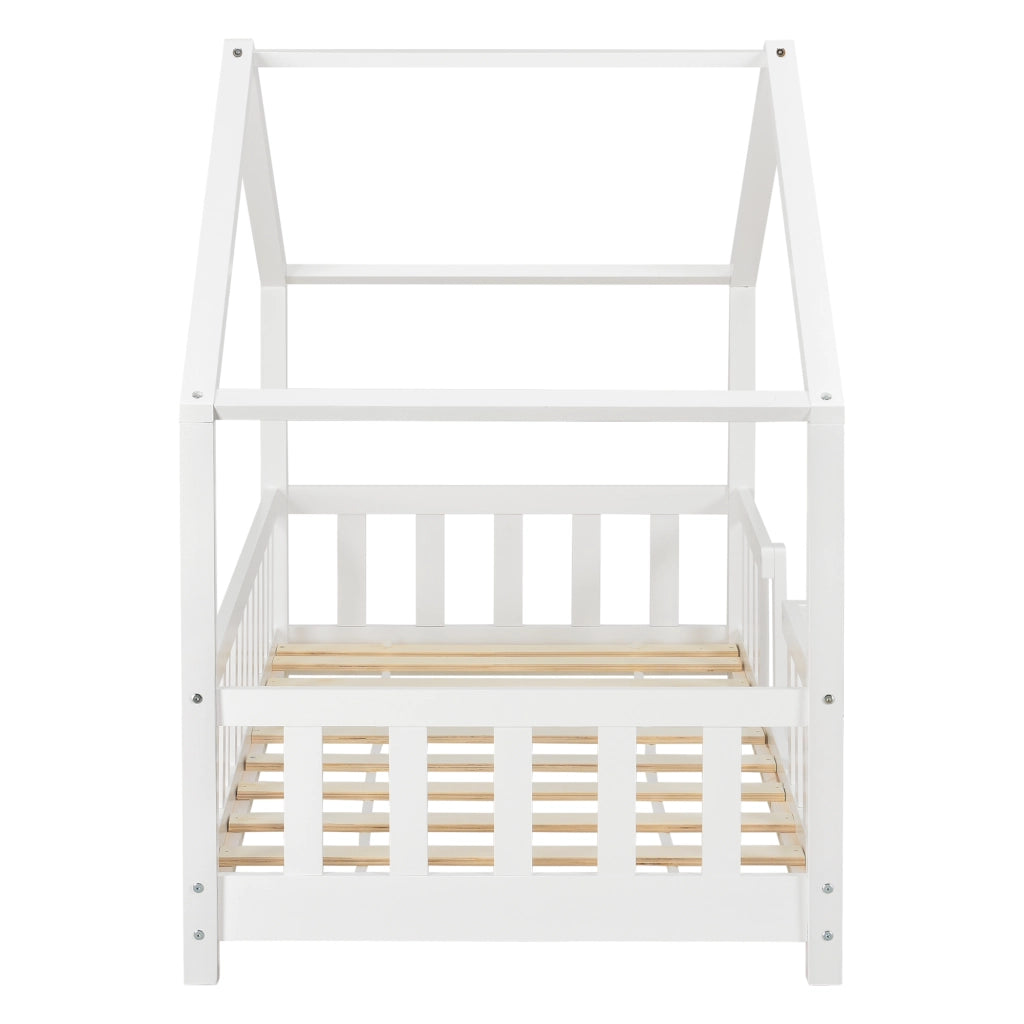 Letto per Cameretta Treviolo a Forma di Casetta 70x140 cm Bianco [en.casa]