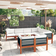 Set Divani da Giardino 10 pz con Cuscini Crema Massello Acacia cod mxl 44023