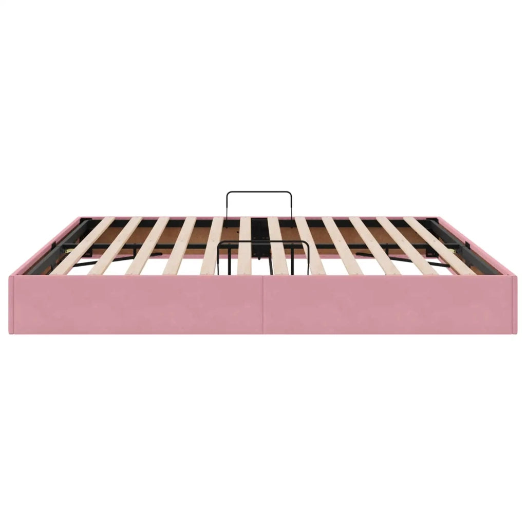 Letto ottomano con archiviazione Rosa 200 x 200 cm Velluto 3442909