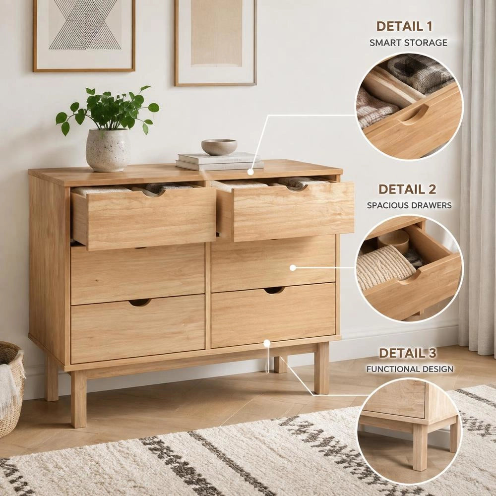 OTTA Drawer Unit 111x43x73.5 Cm Solid Pine Wood