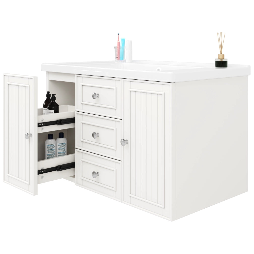 MOBILE bagno sospeso con lavabo in ceramica 78,5x46x46,8 cm bianco