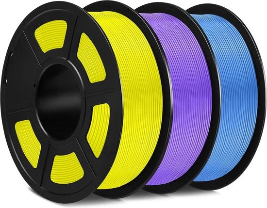 Filamento PLA 1,75mm - Precisone +/- 0,02mm - 1KG Bobina - 3 Pack Giallo Blu Viola Grigio Scuro