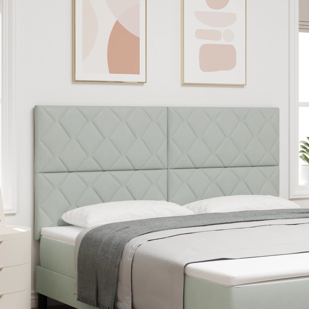 testiera Design a Blocchi di Diamante Grigia Chiara 180 cm in Velluto