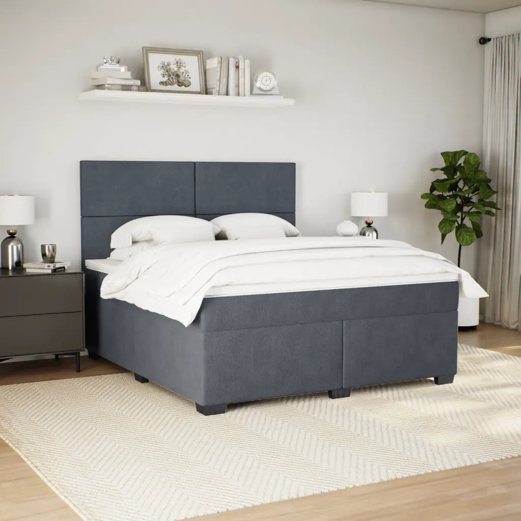 Giroletto a Molle con Materasso Grigio Scuro 180x200 cm Velluto 3293273