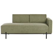 Chaise Lounge a destra Verde in finto lino Stile minimalista Gambe in metallo Chaise da salotto