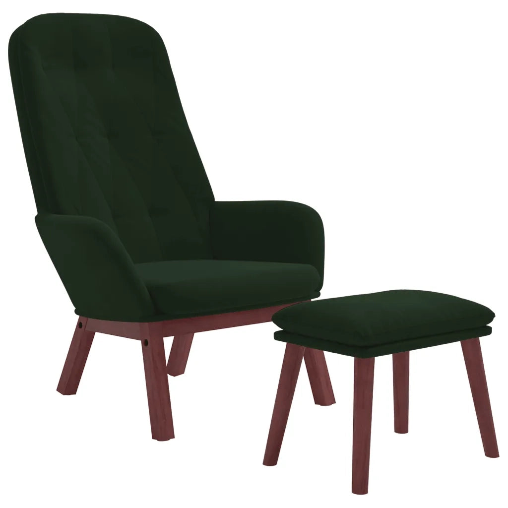 Poltrona Relax con Poggiapiedi Verde Scuro in Velluto 3097658