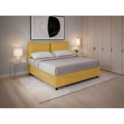 Letto imbottito Matrimoniale 160x200 cm Soft - Contenitore,Microfibra,Ocra