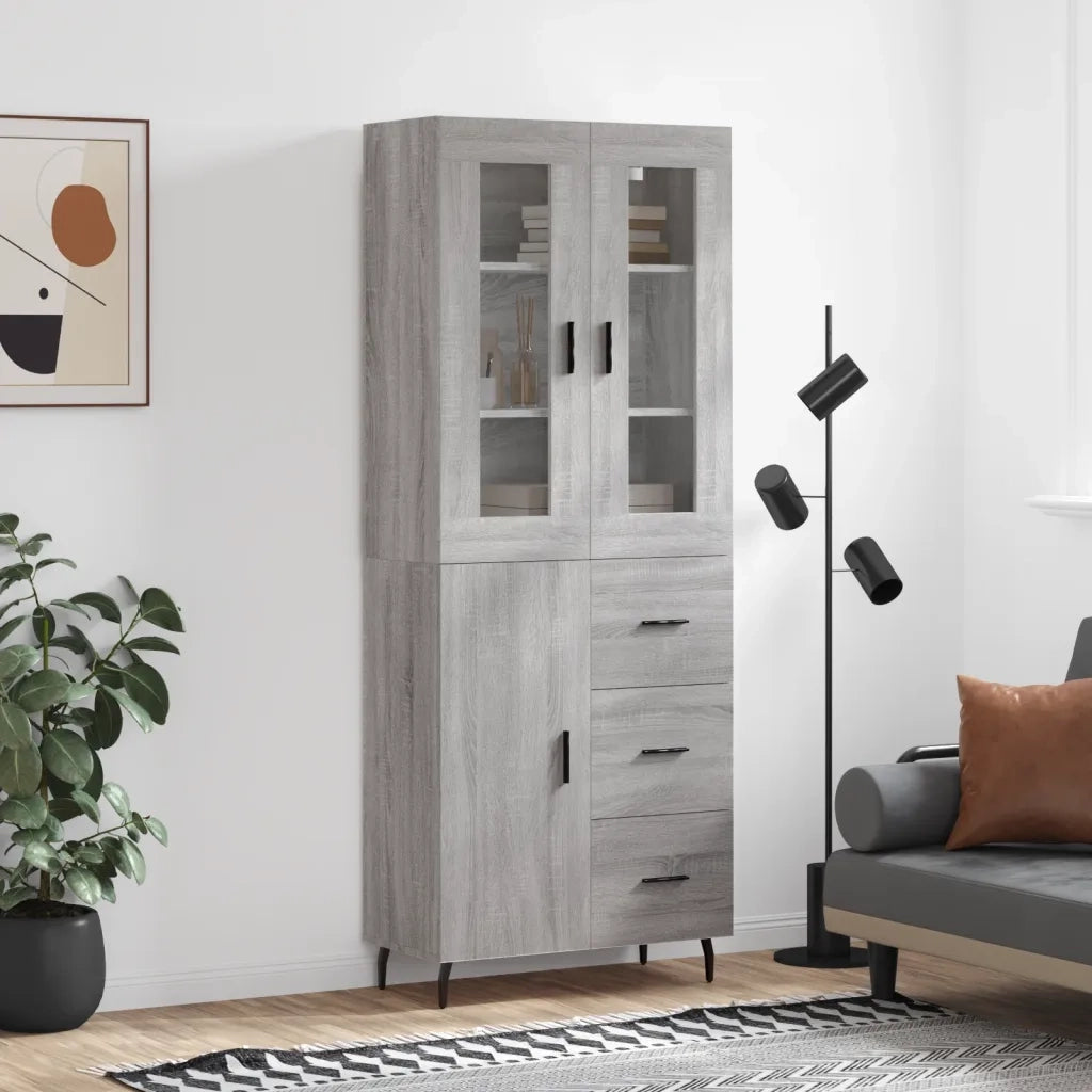 Credenza | Madia | Buffet da pranzo | Armadio da pranzo Grigio Sonoma 69,5x34x180 cm in Legno Multistrato