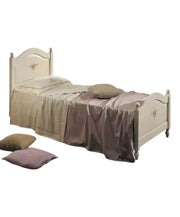 Letto sagomato singolo bianco filo rosa in legno 99x212x112 (1319) - Mobili 2G