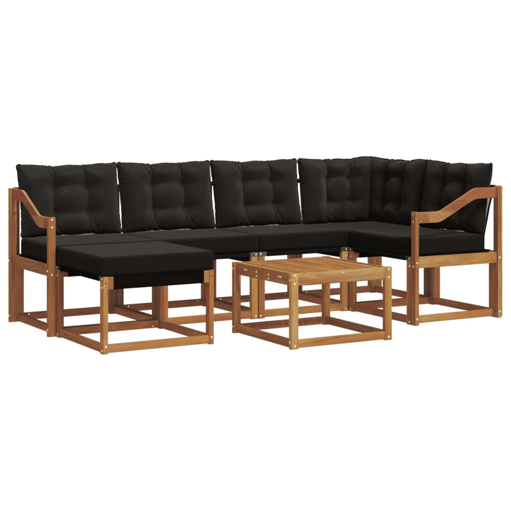 Set di divani da esterno con cuscino 7 pcs Naturale e Nero 3368867