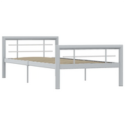 Letto singolo | Letto per adulti | Giroletto Grigio e Bianco in Metallo 90x200 cm