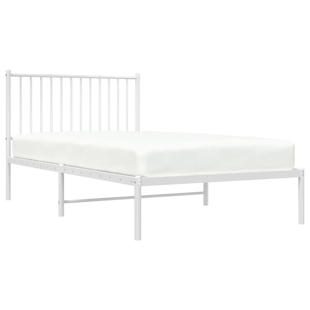 Giroletto con Testiera-Struttura Letto con testiera Metallo Bianco 100x190 cm 591487