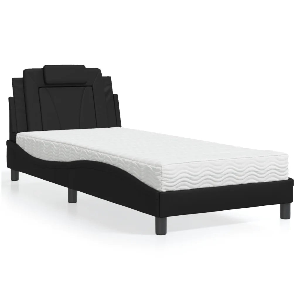 Letto Viana con Materasso Nero 90x200 cm in Similpelle 3208768