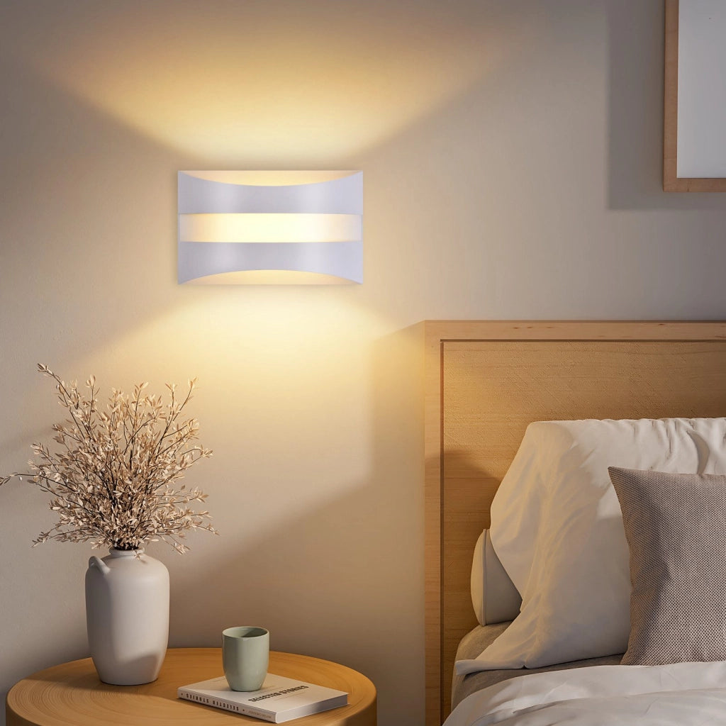 ZMH Lampada da Parete LED Bianco Design Moderno 3000K 5W Illuminazione Verso l'Alto e Verso il Basso Applique