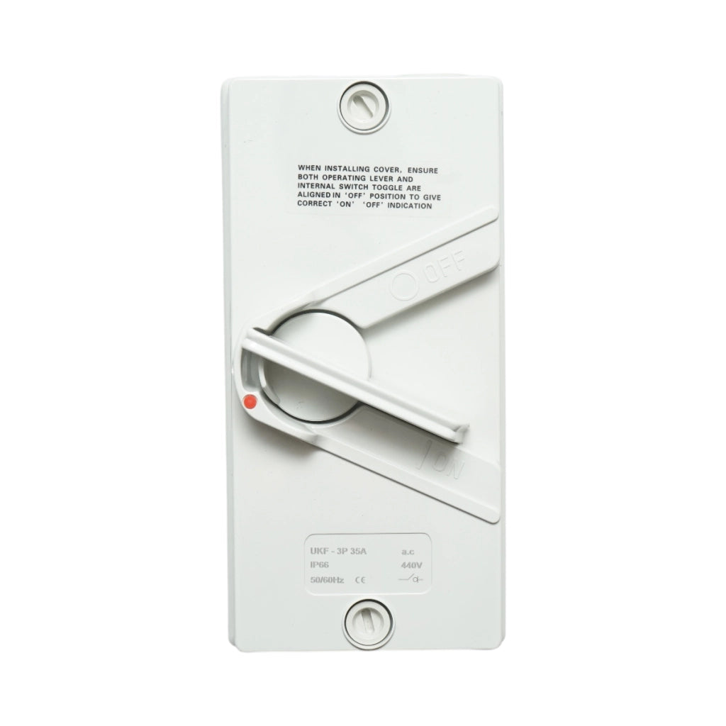 Interruttore sezionatore ON/OFF 3P, 440 V CA, 35 A con protezione IP66