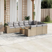 Set Divani da Giardino 11 pz con Cuscini Beige in Polyrattancod mxl 114845