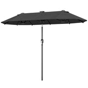 Ombrellone da giardino doppio 3x1.5 m ¨C zephmum ¨C grigio con illuminazione solare e manovella