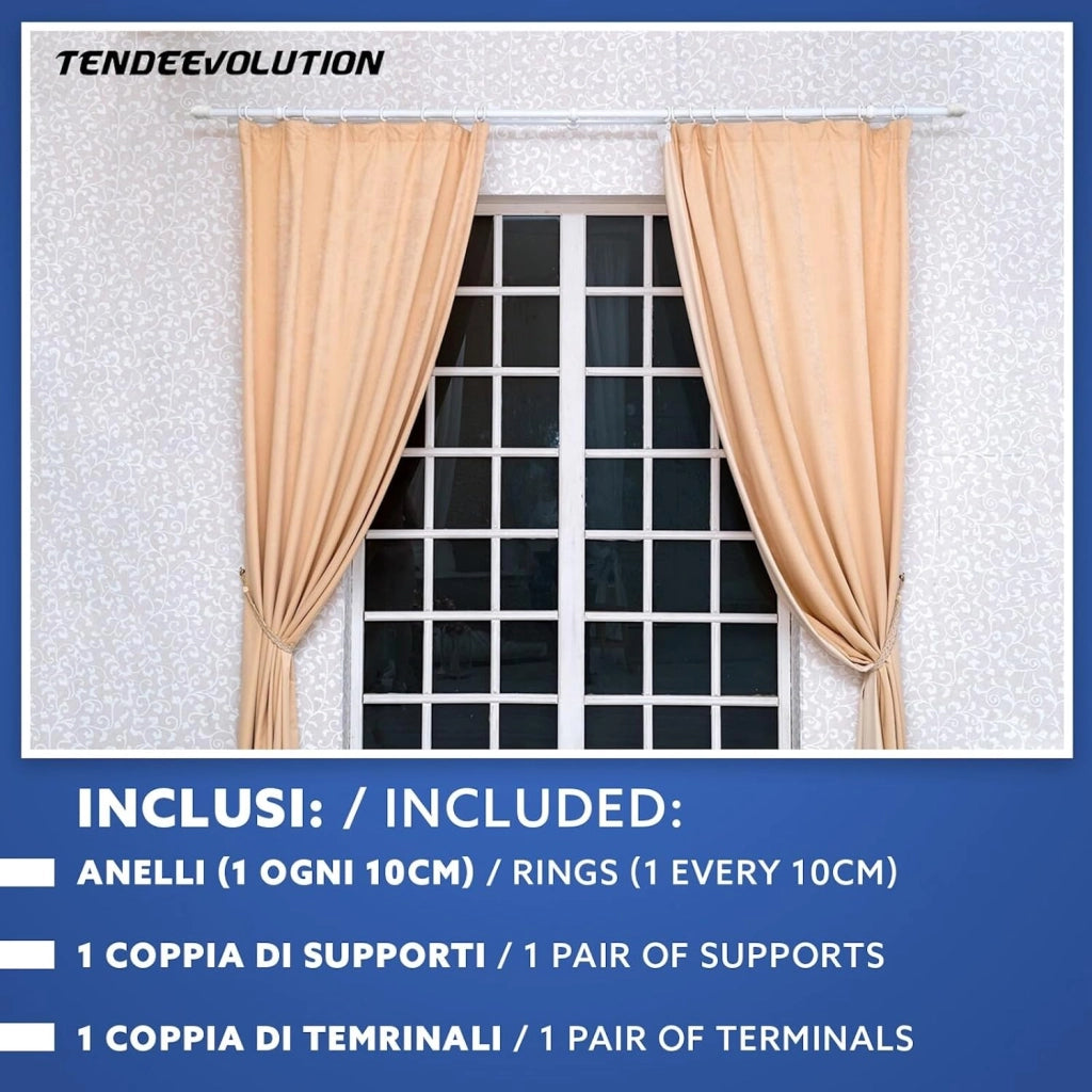 Bastone Tenda in Legno di Alta Qualità, diametro 23 mm a strappo colore noce lunghezza 100 CM