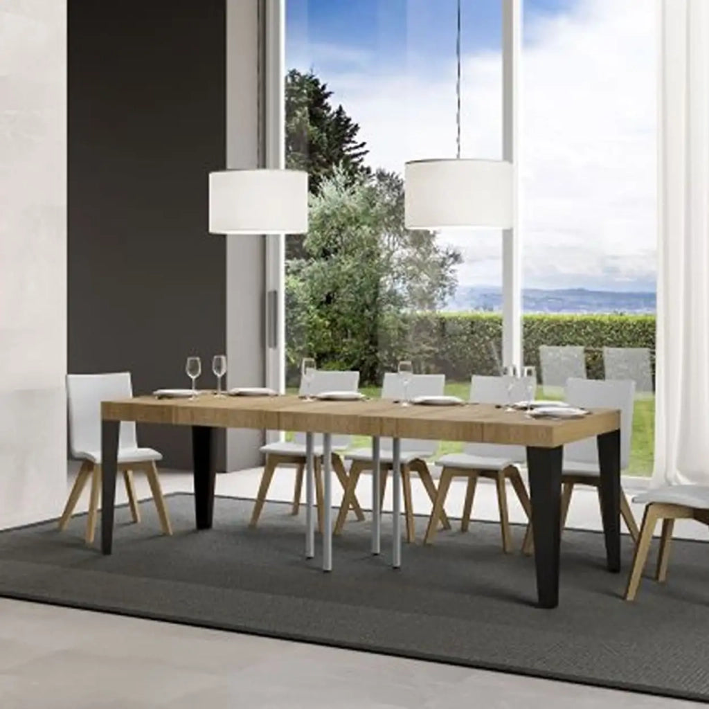 Tavolo allungabile 200/460x90 cm Flame colore quercia natura gambe antracite