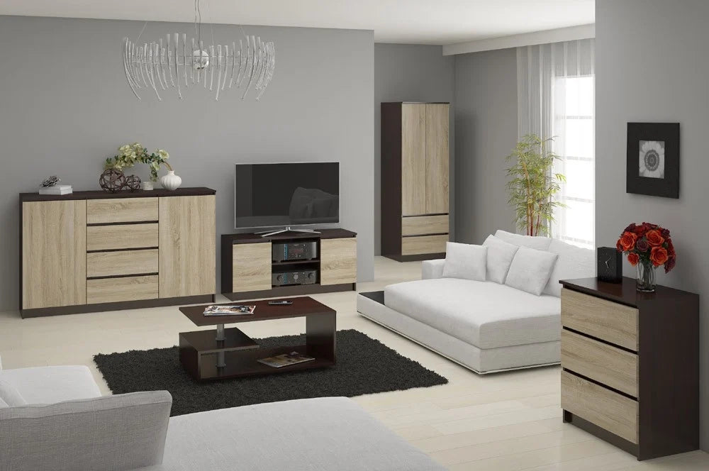 Mobile TV AKORD Wengé 120 cm 2 ante inserto frontale Sonoma Quercia 120x40x55 cm
